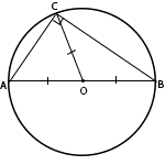 В прямоугольном треугольнике медиана, проведенная к гипотенузе, равна радиусу круга, описанного около этого треугольника