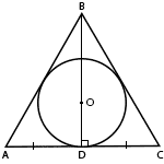 В правильном треугольнике 1/3 медианы равна радиусу круга, вписанного в этот треугольник