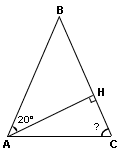 Высота равнобедренного треугольника, проведенная к его боковой стороне, образует с другой боковой стороной угол 20 градусов.