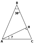 Угол при вершине равнобедренного треугольника равна 30 градусов. На боковую сторону опущена высота. Найдите угол между этой высотой и основанием.